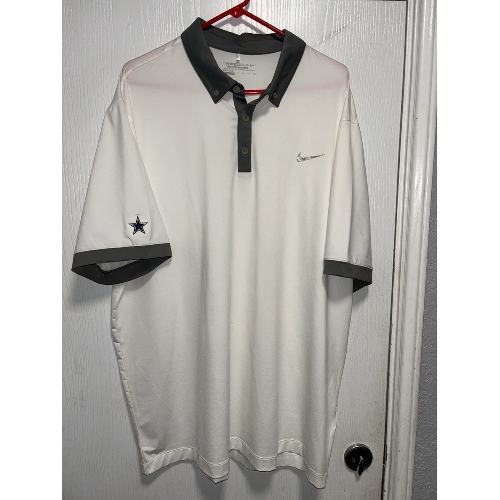 Nike Golf‎ Tour Performance Polo Shirt Mens 2XL Blue Gray Dri-Fit Cowboys